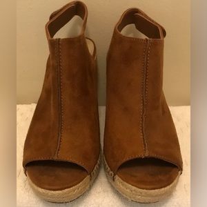 Women’s High Heel Wedge Suede Espadrille Open Toe Shoe